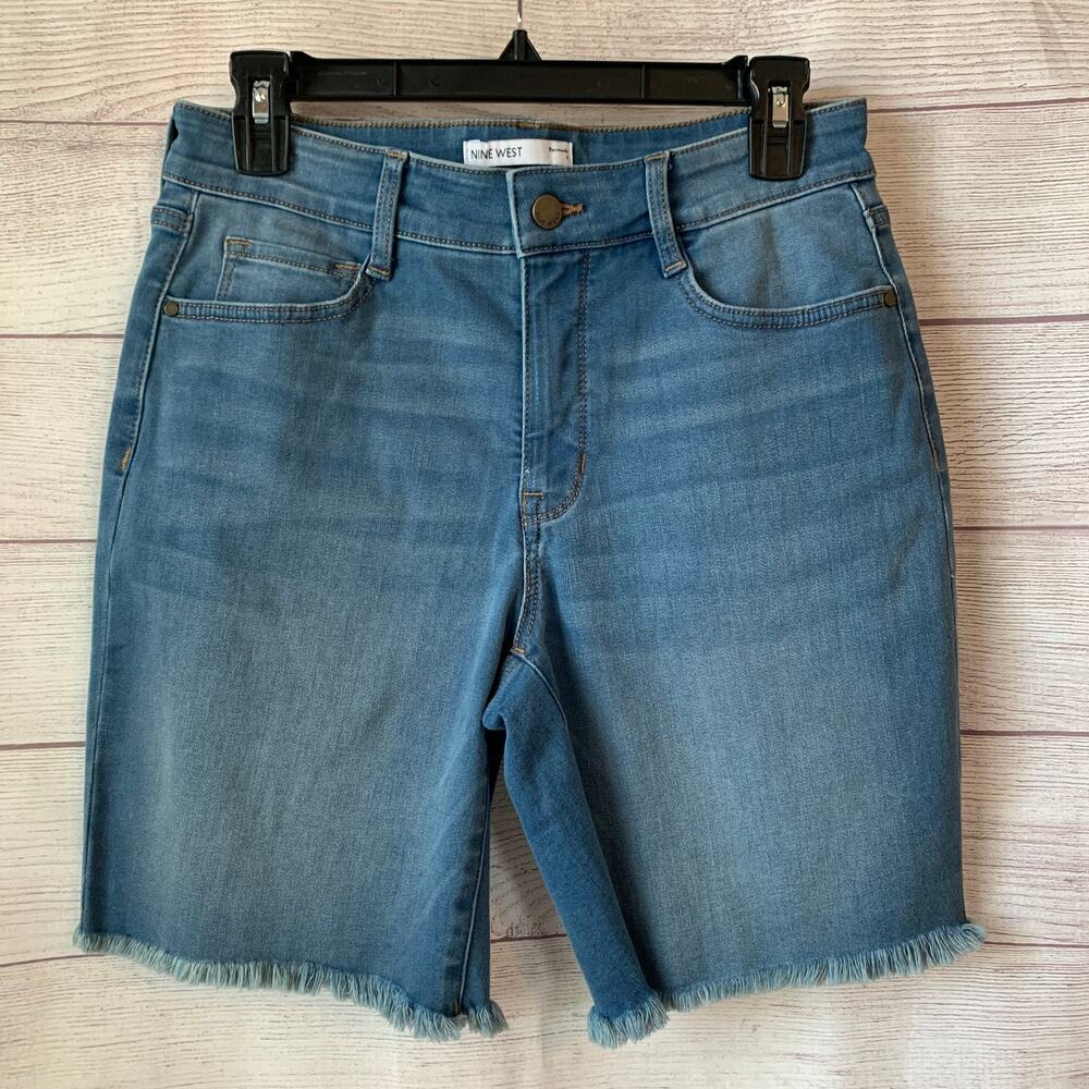 Nine West Bermuda Jean Shorts Frayed Cutoff Edges Midrise Size 6